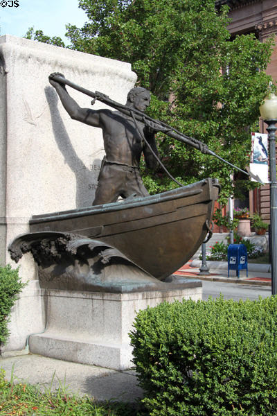 The Whaleman statue (1912) by Bela Pratt at New Bedford Free Public Library. New Bedford, MA.