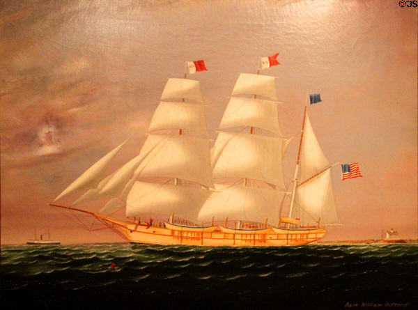 Bark William Gifford painting (1877) by Charles Sydney Raleigh at New Bedford Whaling Museum. New Bedford, MA.