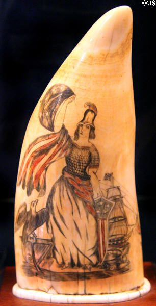 Scrimshaw figure of liberty at New Bedford Whaling Museum. New Bedford, MA.