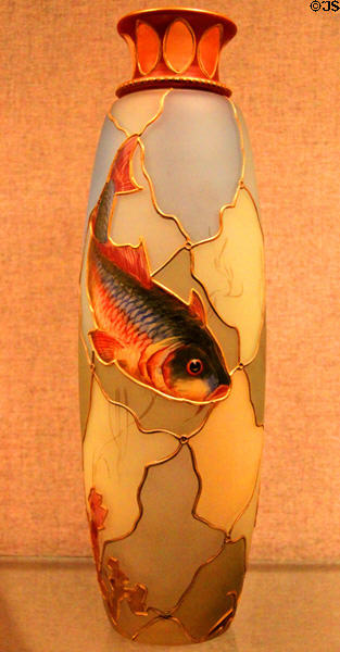 Glass vase with carp at New Bedford Whaling Museum. New Bedford, MA.