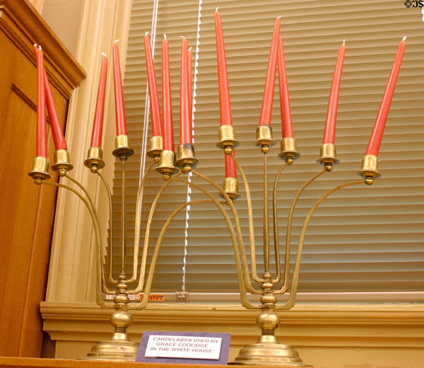 Candelabra used by Grace Coolidge in White House at Coolidge Library. Northampton, MA.