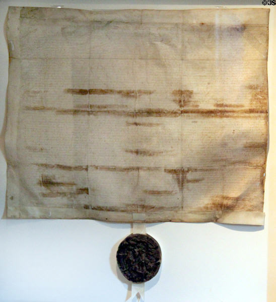 Bradford/Warwick Land Patent (Jan. 13, 1630) at Pilgrim Hall Museum. Plymouth, MA.