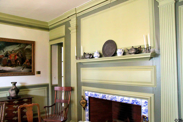 Parlor hearth in Mayflower Society House. Plymouth, MA.