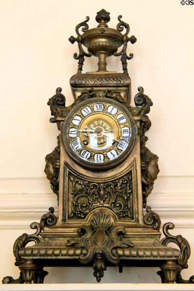 Mantle clock by Tiffany & Co. of New York at Mayflower Society House. Plymouth, MA.