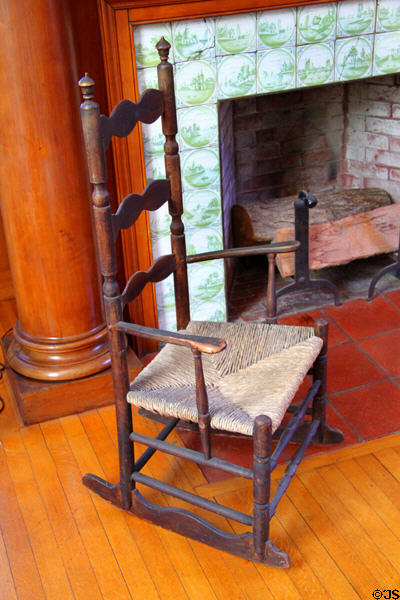 Ladder-back rocking chair at Mayflower Society House. Plymouth, MA.