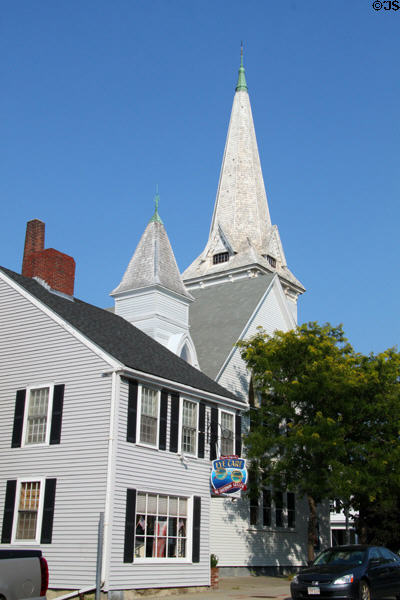 Daniel Diman House (1795) (27 Court St.) & former Church (Court at Brewster St.). Plymouth, MA.