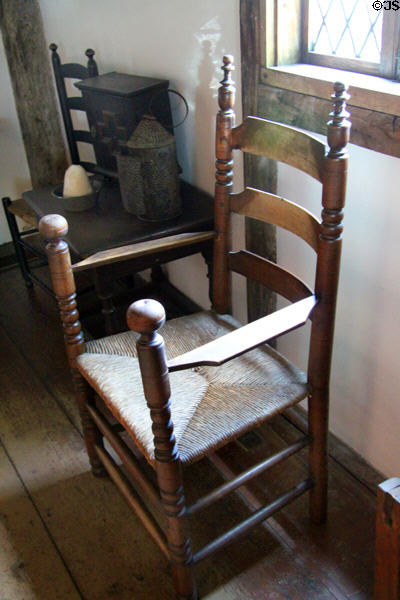 Ladder-back armchair at Jabez Howland House. Plymouth, MA.