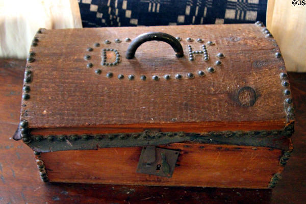 Howland trunk at Jabez Howland House. Plymouth, MA.