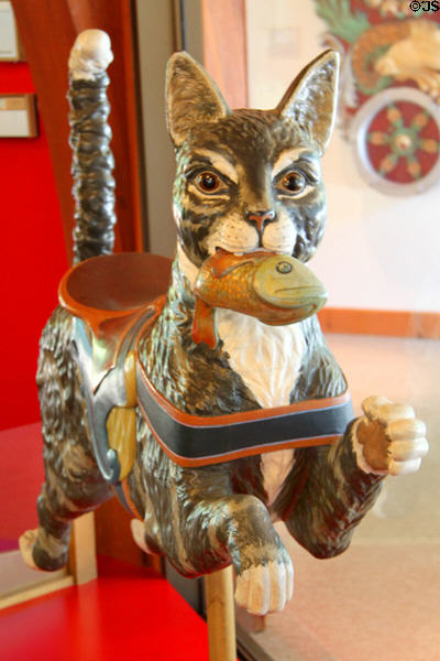 Cat with fish carousel figure (1903-29) by Dentzel Carousel Co. of Philadelphia at Heritage Plantation. Sandwich, MA.