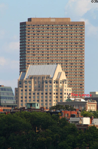 Westin Hotel at Copley Place (1983) (38 floors) over Trinity Place (2000) (18 floors) in Back Bay. Boston, MA.