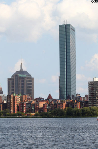 500 Boylston St. (1985) (25 floors) & Hancock Place (1976) (60 floors) over Boston's Back Bay. Boston, MA.