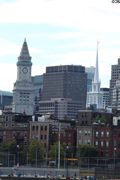Custom House Tower (1915) (32 floors), 225 Franklin St. (1966) (33 floors), & Old North Church. Boston, MA.