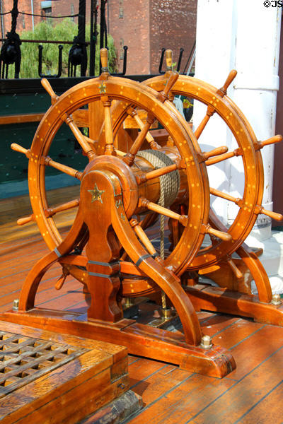 Ship's wheel of USS Constitution. Boston, MA.