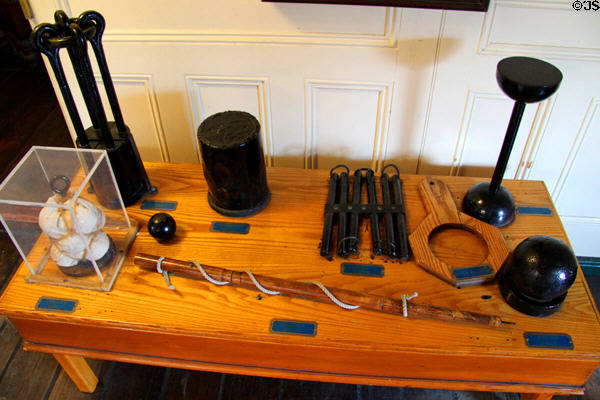 Various canon projectiles used aboard USS Constitution. Boston, MA.