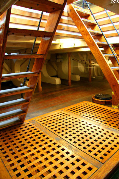 Ladders & deck architecture of USS Constitution. Boston, MA.