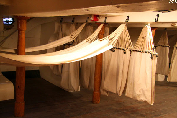 Crew hammocks of USS Constitution. Boston, MA.