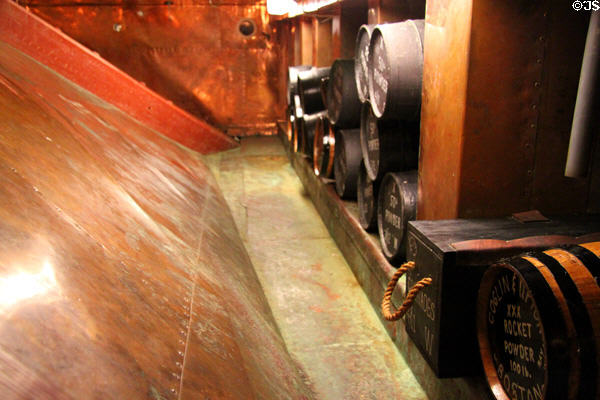 Copper lined powder magazine below water line of USS Constitution. Boston, MA.