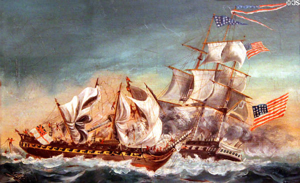 Constitution vs Gueriere painting (1835) by Thomas Magoun at USS Constitution Museum. Boston, MA.