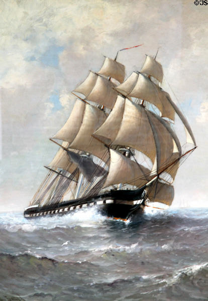 USS Constitution painting (late 19thC) by Marshall Johnson at USS Constitution Museum. Boston, MA.
