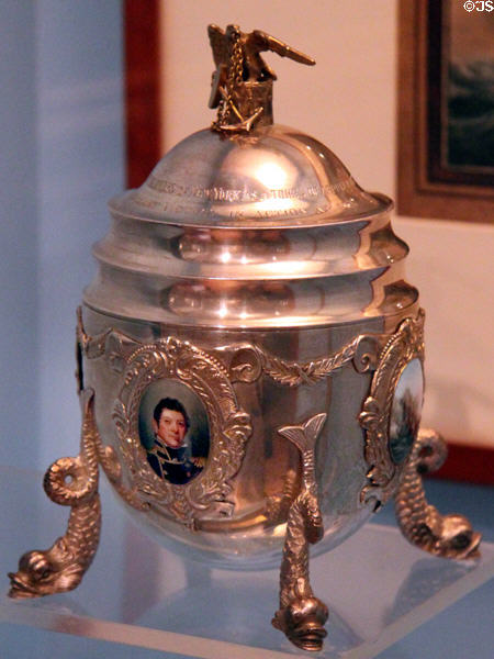 Silver Presentation Urn given to Capt. Isaac Hull, USN for victory at sea (19th July, 1812) at USS Constitution Museum. Boston, MA.