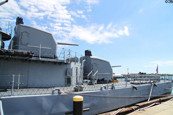 Rear guns of USS Cassin Young Destroyer. Boston, MA.