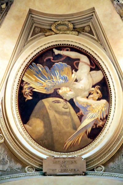 Mural of Sphinx & Chimera in dome of Museum of Fine Arts. Boston, MA.