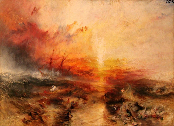 Slave Ship - Slavers Throwing Overboard Dead & Dying, Typhoon Coming On (c1840) painting by Joseph Mallord William Turner at Museum of Fine Arts. Boston, MA.