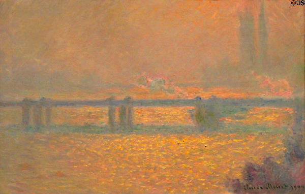 Charring Cross Bridge, Overcast Day (1900) painting by Claude Monet at Museum of Fine Arts. Boston, MA.