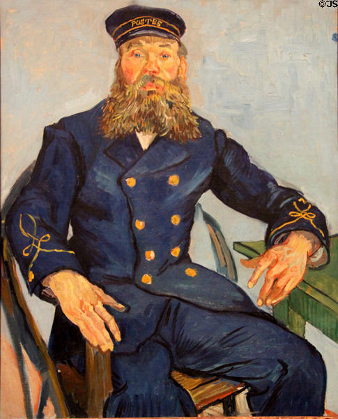 Postman Joseph Roulin (1888) painting by Vincent van Gogh at Museum of Fine Arts. Boston, MA.