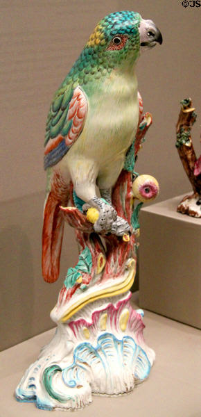 Parrot earthenware figure (c1750) by Höchst Manuf. at Museum of Fine Arts. Boston, MA.