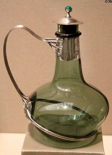 Silver & glass decanter (1904-5) by Charles Robert Ashbee of Guild of Handicraft Ltd. of London at Museum of Fine Arts. Boston, MA.