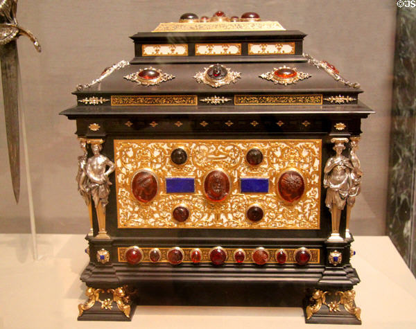 German ebony & gemstone casket (1880-5) by Fritz von Miller at Museum of Fine Arts. Boston, MA.