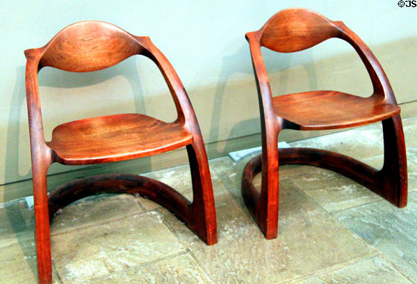 Pair of Zephyr chairs (1979) by Wendell Castle of Rochester, NY at Museum of Fine Arts. Boston, MA.
