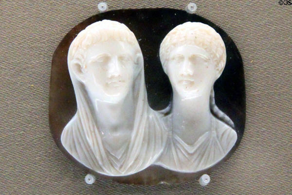 Roman cameo of Julio-Claudian couple (1st C CE) at Museum of Fine Arts. Boston, MA.
