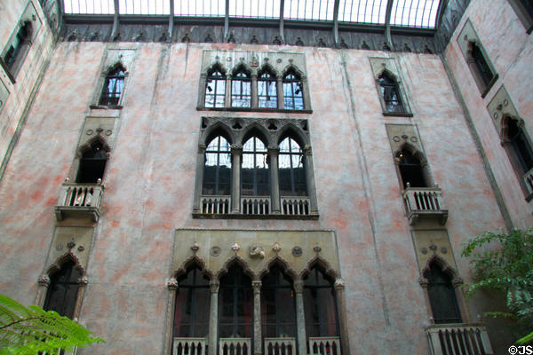 Courtyard wall with Gothic windows of Gardner Museum. Boston, MA.