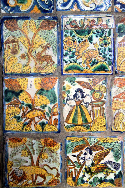 Wall tiles with animals in cloister at Gardner Museum. Boston, MA.