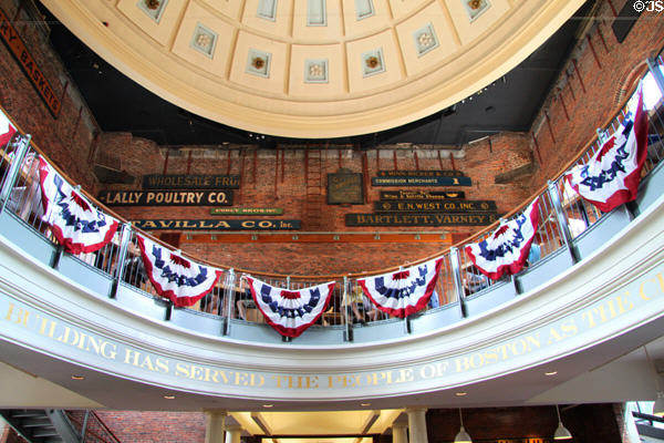Rotunda interior of Quincy Market building at Faneuil Hall Market. Boston, MA.