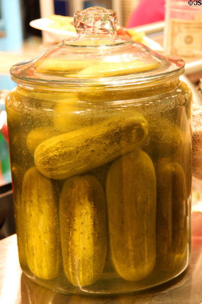 Pickles in Quincy Market at Faneuil Hall Market. Boston, MA.