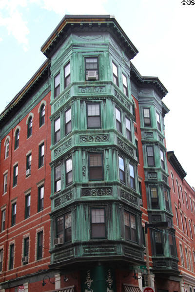 141 Salem St. (1895) with green octagonal bays. Boston, MA.