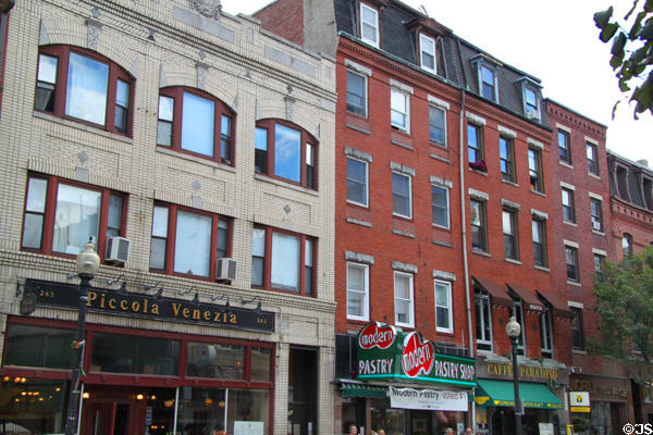 Heritage row buildings (c1870s) (263-255 Hanover St.). Boston, MA.