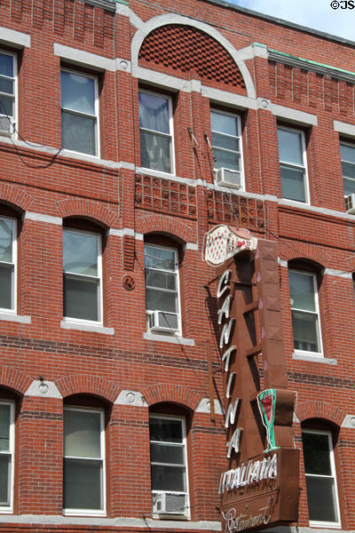 J. Lythgoe Building (1884) (346 Hanover St.). Boston, MA. Architect: George Barker; Samuel Dudley Kelley.