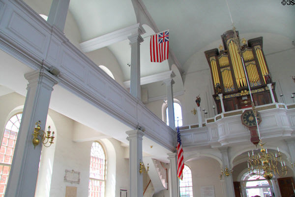 Interior of Old North Church with organ at rear. Boston, MA.