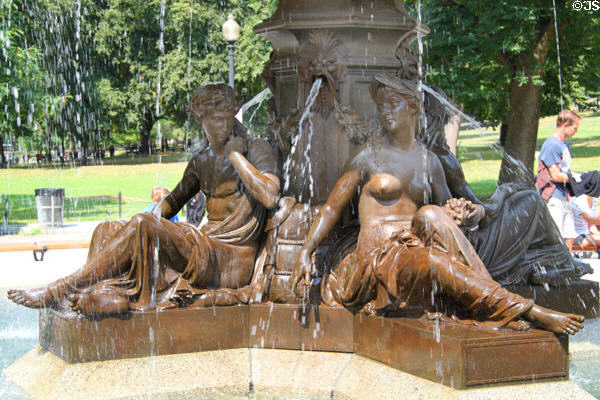Figures sculpted on Gardner Brewer Fountain at Boston Common. Boston, MA.
