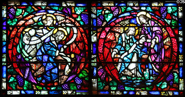 Stained glass window of saints at Trinity Church. Boston, MA.