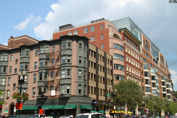 Woodbury Building (c1898) (443 Boylston St.) & Boylston St. streetscape. Boston, MA.