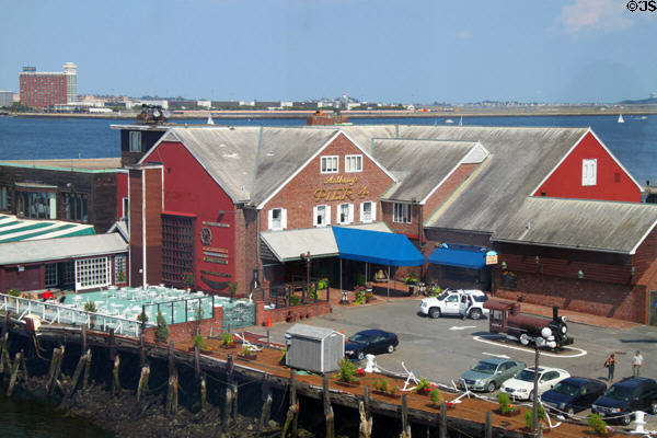Pier 4 restaurant with Logan Airport beyond. Boston, MA.