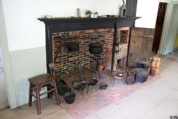 Cooking fireplace in Hartwell Tavern at Minute Men National Historical Park. Concord, MA.