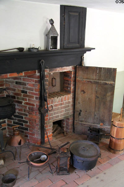Cooking fireplace in Hartwell Tavern at Minute Men National Historical Park. Concord, MA.