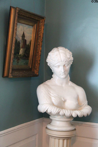 Clytie bust (1846) cast in plaster after original in British Museum in blue entry hall at Longfellow National Historic Site. Cambridge, MA.