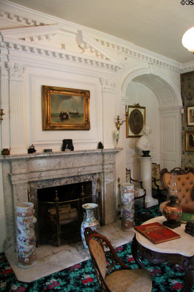 Parlor at Longfellow National Historic Site where Martha Washington held sewing circles to mend soldiers' uniforms. Cambridge, MA.